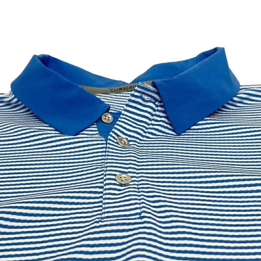 Adidas climachill blue tonal striped golf polo shirt size M